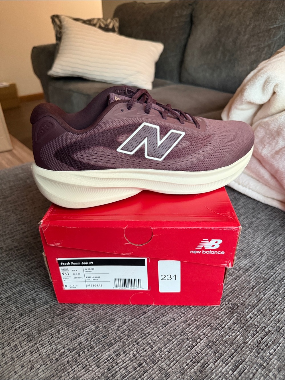 New Balance Women's Athletic Shoe in Burgundy and Cream
